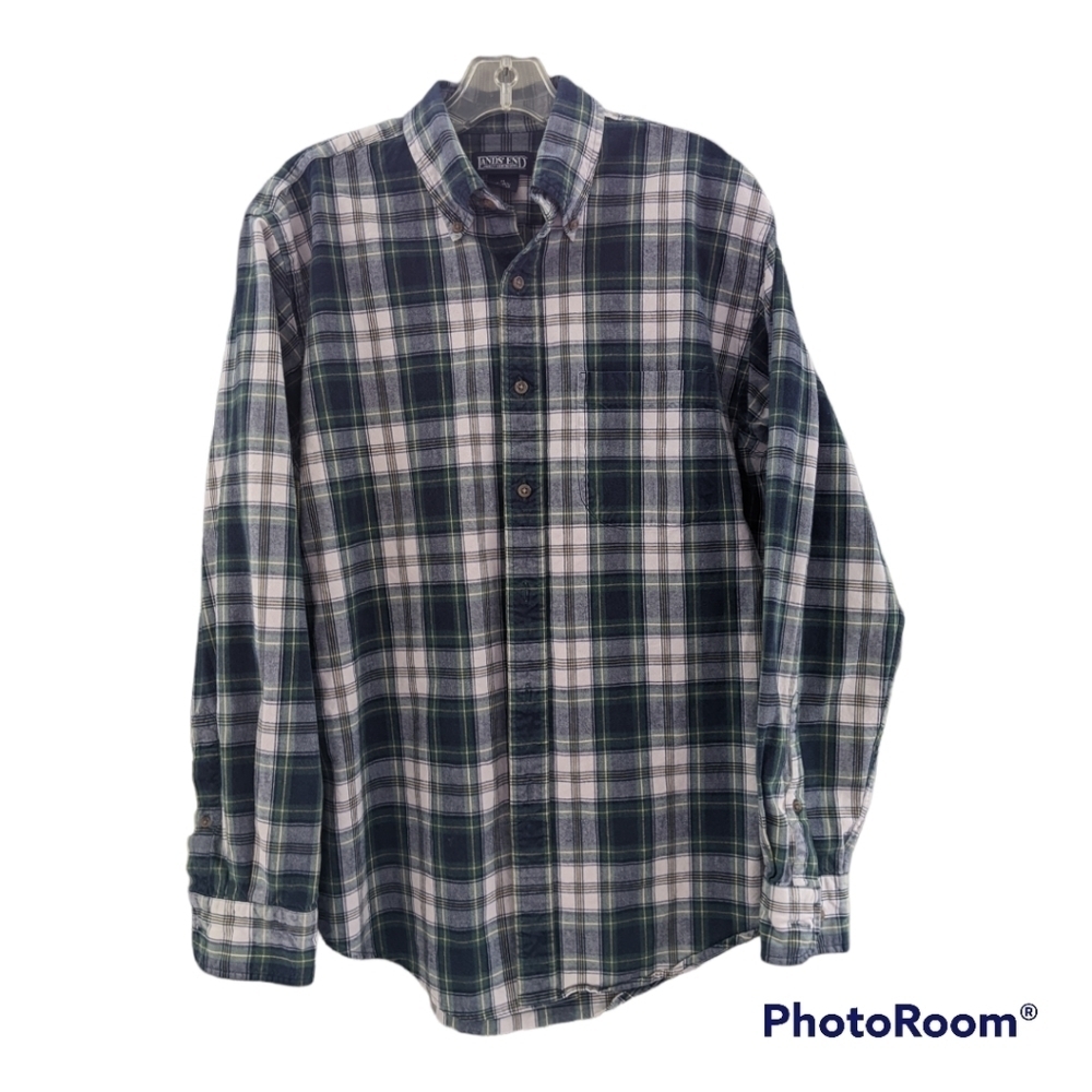 Lands' End Plaid Button Down Size Medium Cabincore - image 1
